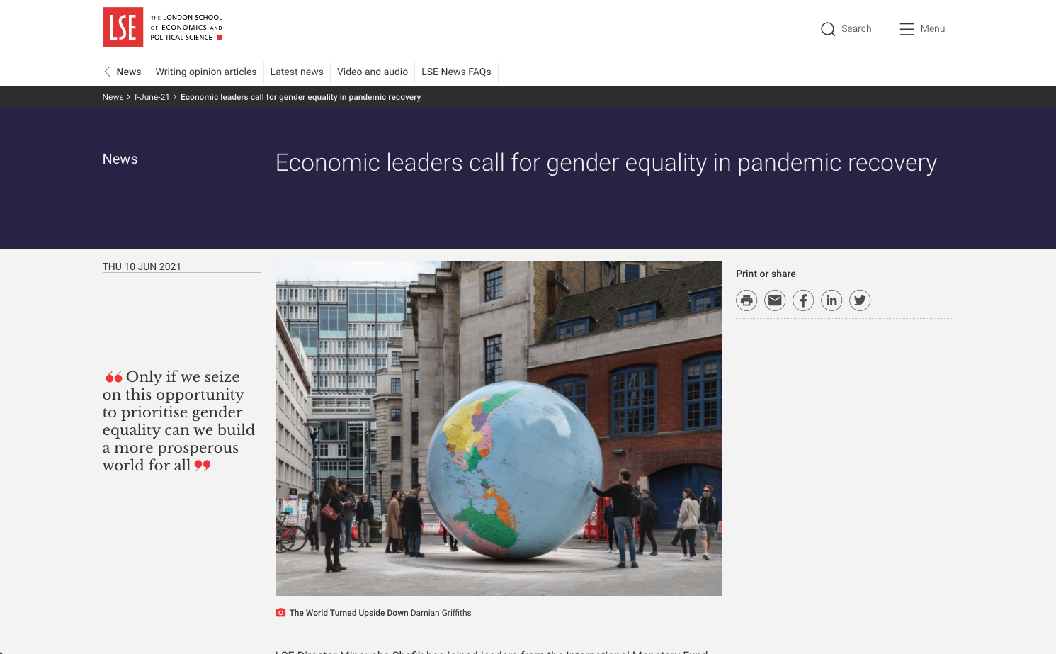 Economic leaders call for gender equality in pandemic recovery